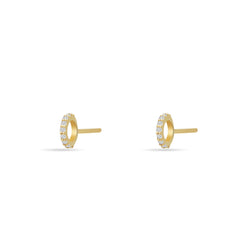 diamond earring. These 14K gold diamond earring studs with handset diamond pave, exude glamour yet simplicity.
