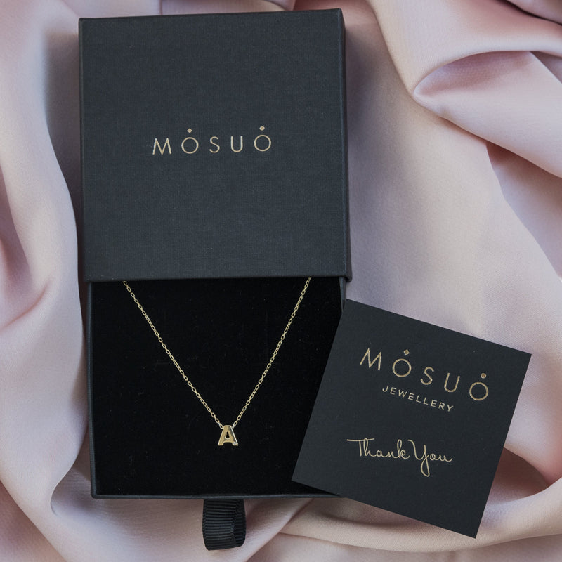 Diamond Letter Necklace "A" - 18 karat gold vermeil on sterling silver, diamond 0.01 carat