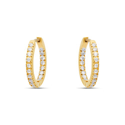 Zirconia Hoop Earrings - 18 karat gold vermeil on sterling silver, zirconia stones