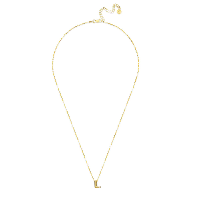 Diamond Letter Necklace "L" - 18 karat gold vermeil on sterling silver, diamond 0.01 carat