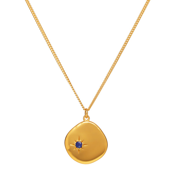 September Birthstone Necklace - 18 karat gold vermeil on sterling silver, lapis lazuli