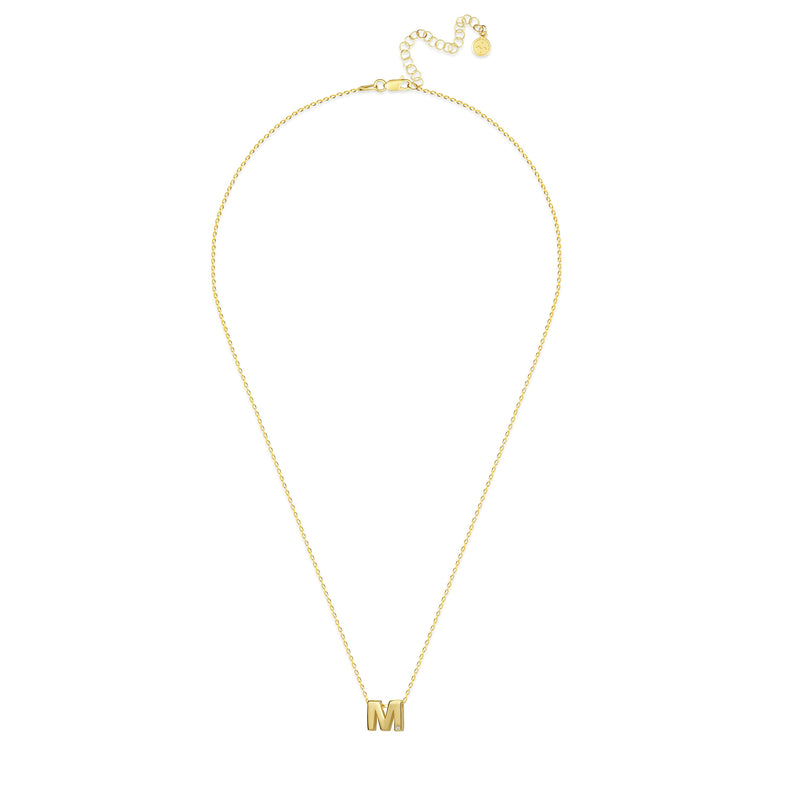 Diamond Letter Necklace "M" - 18 karat gold vermeil on sterling silver, diamond 0.01 carat