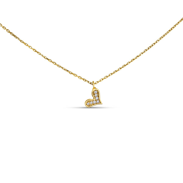 Diamond Heart Necklace - 14 karat gold diamond necklace, diamonds 0.05ct