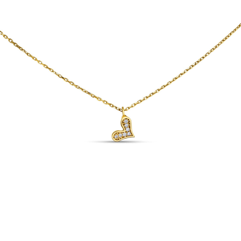 Diamond Heart Necklace - 14 karat gold diamond necklace, diamonds 0.05ct