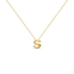 A 18 karat gold vermeil necklace with your initial letter "S". This diamond letter necklace is a special gold necklace that can be worn day and night. A genuine diamond stone in the corner of the letter makes this gold diamond necklace a luxury and ideal gift for yourself, your best friend or loved one. 