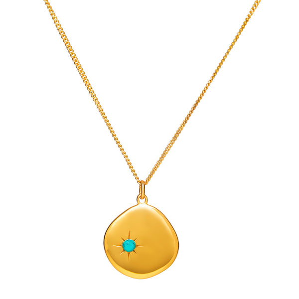 December Birthstone Necklace - 18 karat gold vermeil on sterling silver, turquoise