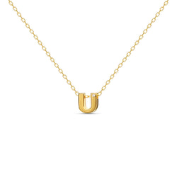 A 18 karat gold vermeil necklace with your initial letter "U". This diamond letter necklace is a special gold necklace that can be worn day and night. A genuine diamond stone in the corner of the letter makes this gold diamond necklace a luxury and ideal gift for yourself, your best friend or loved one. 