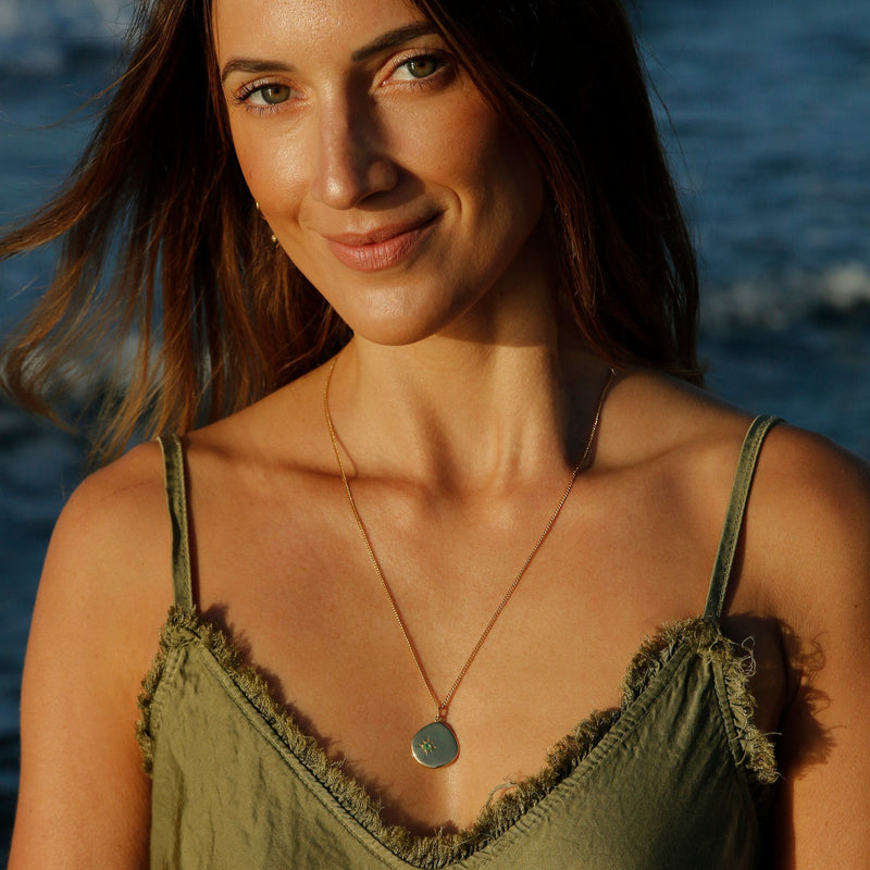 May Birthstone Necklace - 18 karat gold vermeil on sterling silver, green onyx