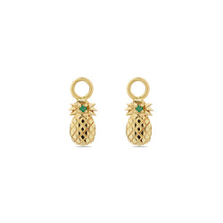 Pineapple Charms for Hoops - 14 karat gold, emerald 0.03 ct