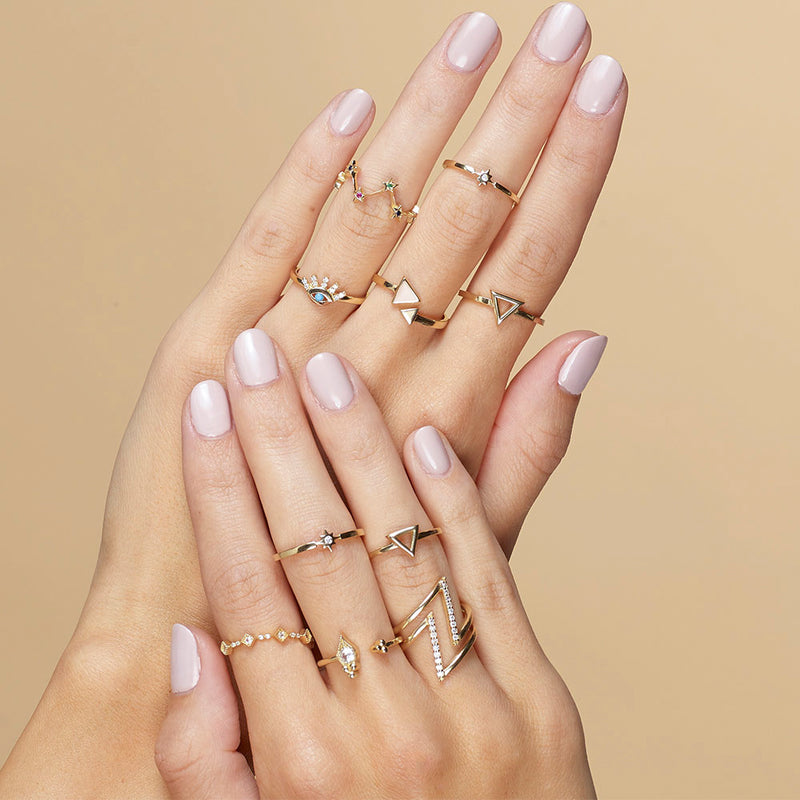 Arrow Rose Ring - 14 karat gold ring for women, rose enamel